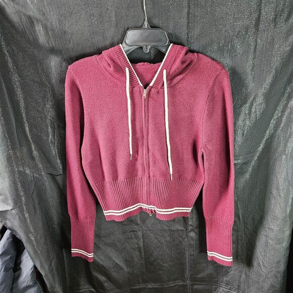 Pink ROSE Cozy Zipper Hoodie Sweater Will Fit Size M - Picture 1 of 4